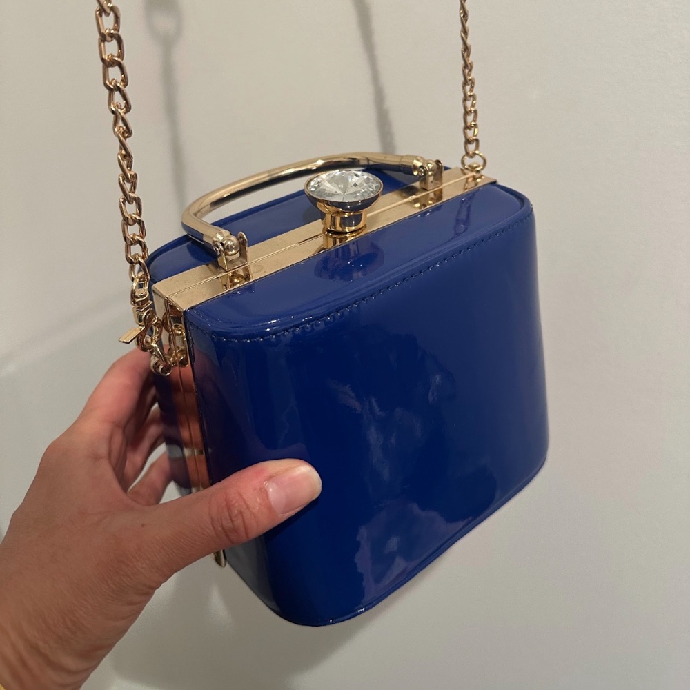 Royal Blue Clutch Bag with Chain
